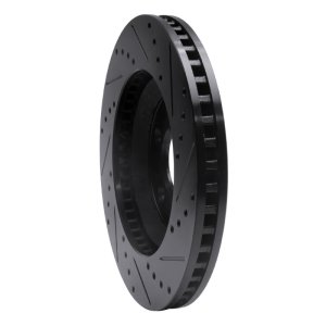 Ford Mustang Brake Rotor (1) - Front Left - R1 Concepts - Drilled & Slotted - Black - `05-`14